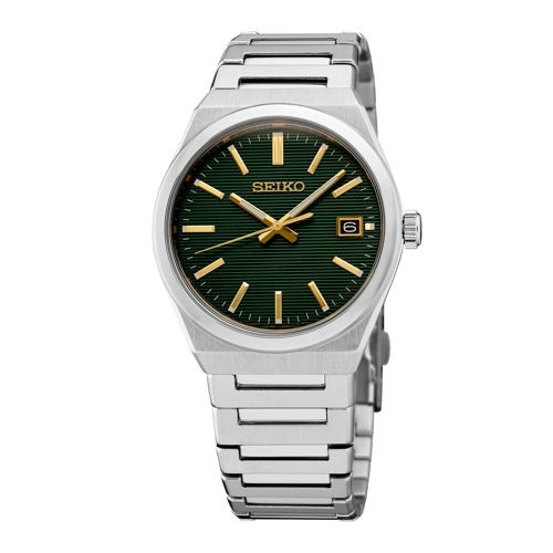 UNISEX ESSENTIALS SILVER-TONE STAINLESS STEEL WATCH GREEN DIAL