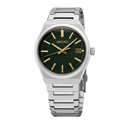 UNISEX ESSENTIALS SILVER-TONE STAINLESS STEEL WATCH GREEN DIAL