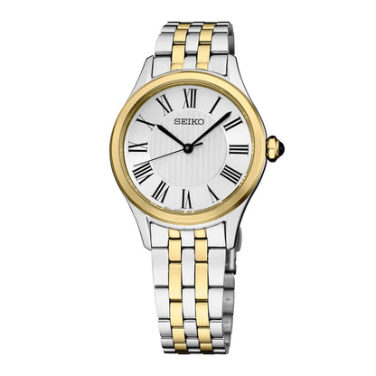 LADIES ESSENTIALS TWO-TONE STAINLESS STEEL WATCH SILVER DIAL