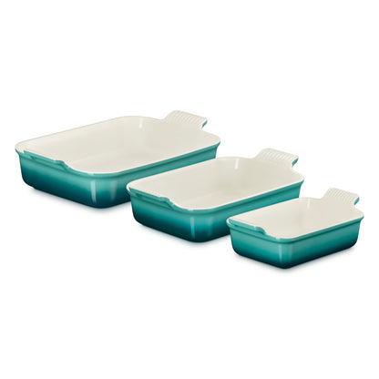 3PC HERITAGE STONEWARE RECTANGULAR BAKING DISH SET RIVIERA