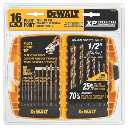 16PC PILOT POINT DRILL BIT SET