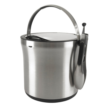 STEEL ICE BUCKET & TONGS SET