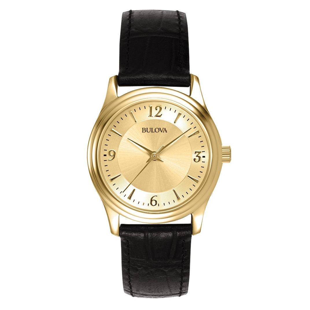 CORPORATE LADIES LEATHER STRAP WATCH GOLD DIAL
