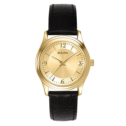 CORPORATE LADIES LEATHER STRAP WATCH GOLD DIAL
