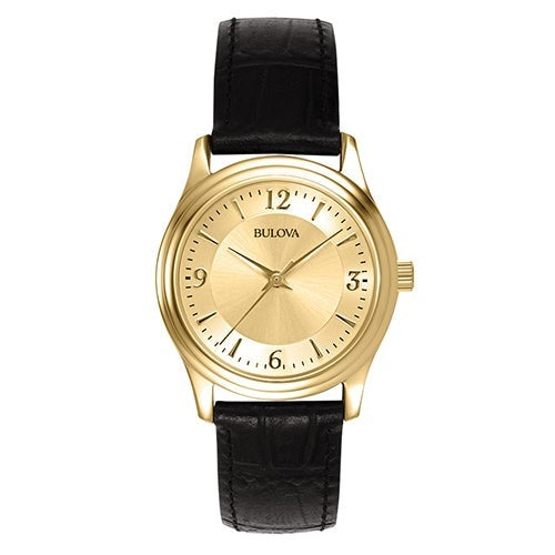 CORPORATE LADIES LEATHER STRAP WATCH GOLD DIAL