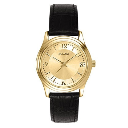 CORPORATE LADIES LEATHER STRAP WATCH GOLD DIAL