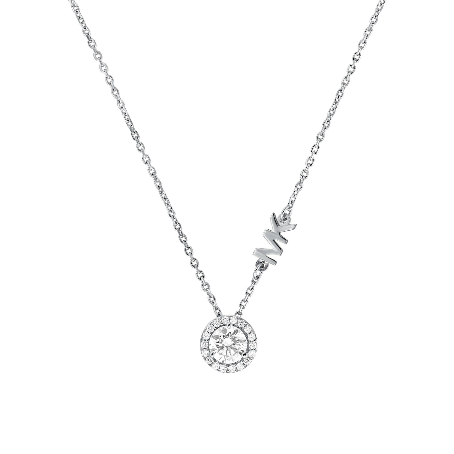 STERLING SILVER MK LOGO NECKLACE
