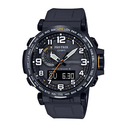 Mens Pro Trek Ana-Digi Triple Sensor Navy Silicon Strap Watch