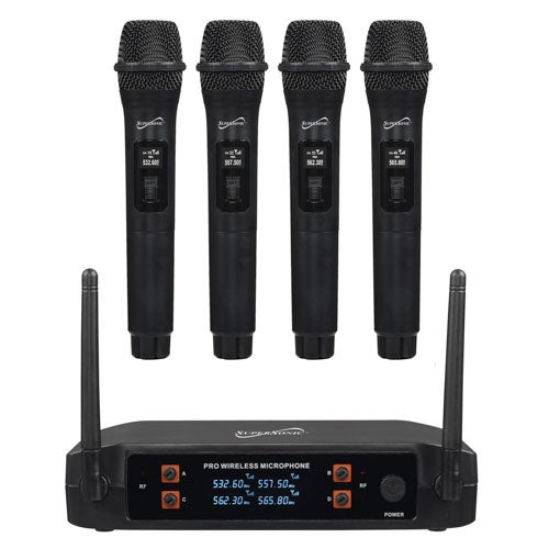 2.4Ghz 4-Channel Wireless Microphone System w/ 4 Microphones