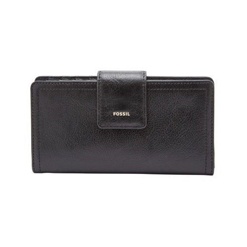 Logan Leather RFID Tab Clutch Wallet Black