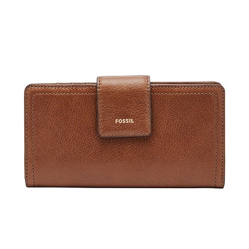 Logan Leather RFID Tab Clutch Wallet Brown