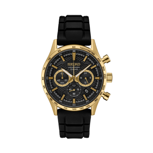 Seiko Men's Essentials Chronograph Black Silicone Watch