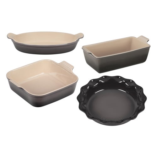 4pc Heritage Stoneware Bakeware Set Oyster
