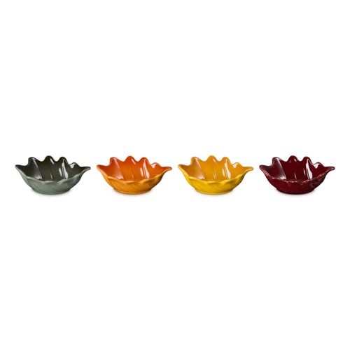 Set of 4 Mini French Oak Leaf Bowls Multicolor