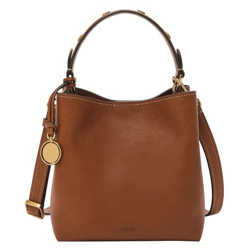 Jessie Leather Small Bucket Crossbody Bag Medium Brown