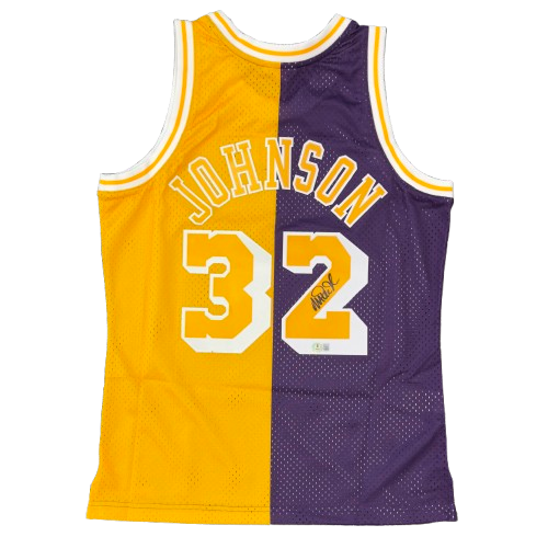 Magic Johnson - Yellow/Purple Split - Autographed Jersey