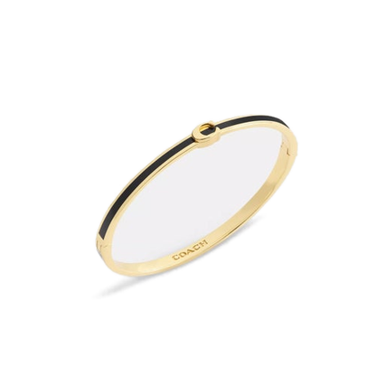 Thin Signature Hinged Bangle Gold/Black