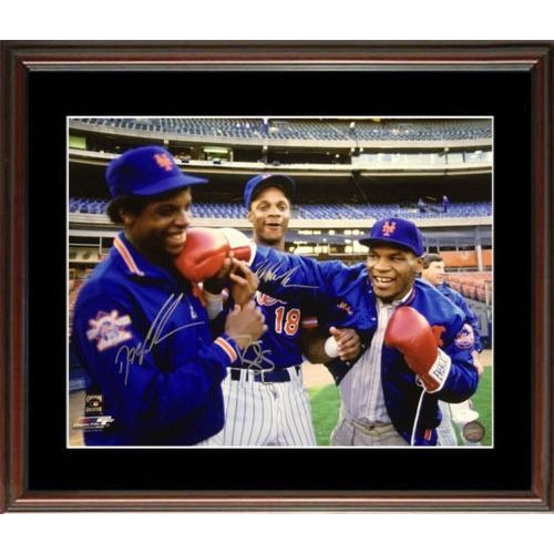 Dwight Gooden, Darryl Strawberry, & Mike Tyson Autographed Framed Display (1986 World Series Championship Season)