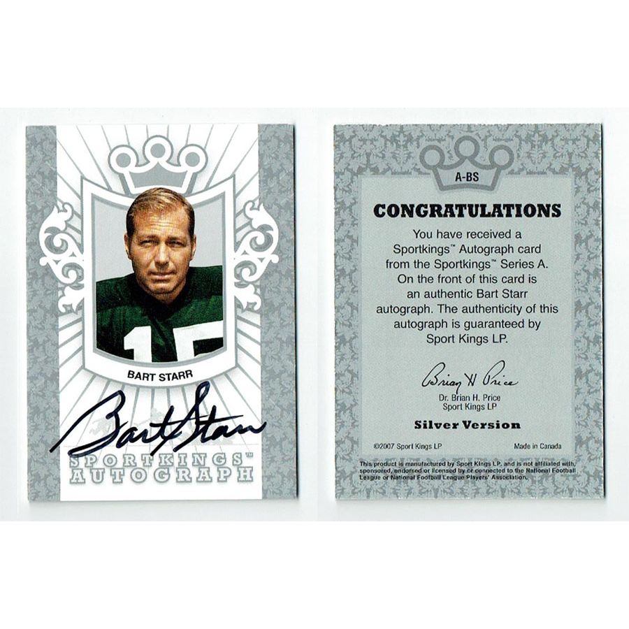 Bart Starr Autographed 2007 Sport Kings Silver Football Card