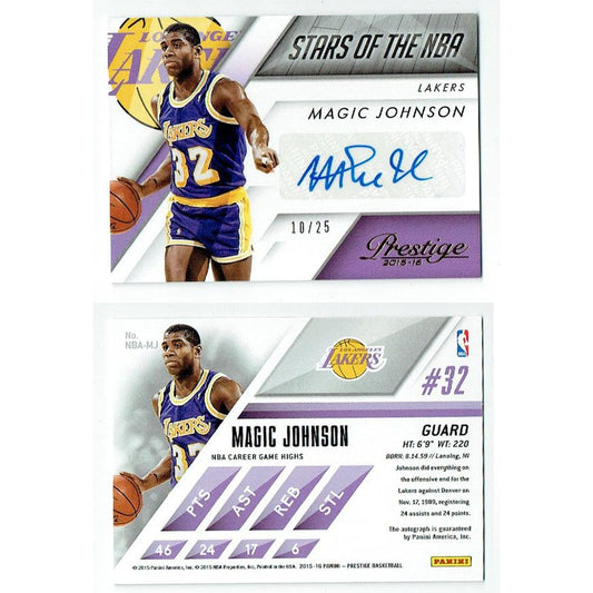 Magic Johnson Autographed 2015-16 Prestige Stars of the NBA Basketball Card