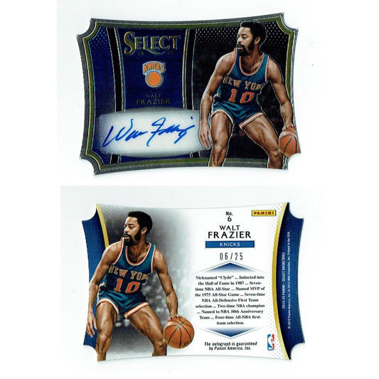 Walt Frazier Autographed 2014-15 Panini Select Basketball Card #6/25