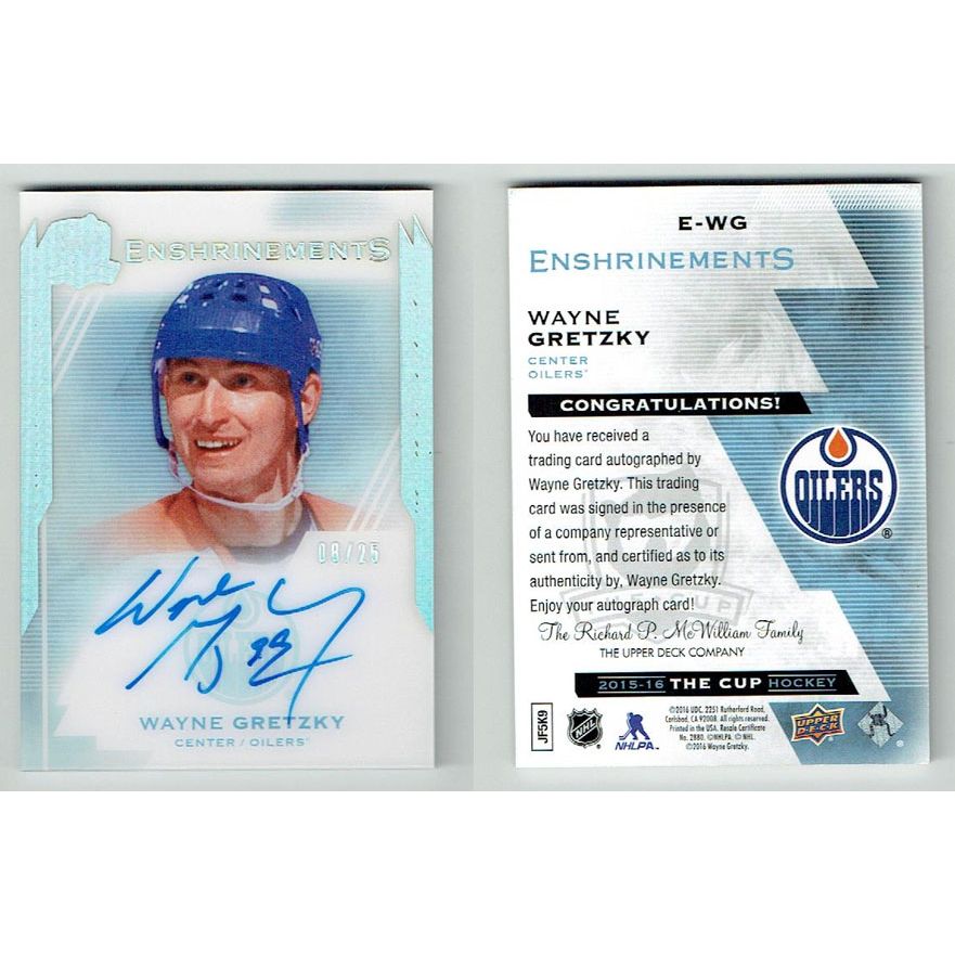 Wayne Gretzky Autographed 2015-16 Upper Deck The Cup Hockey Card #8/25