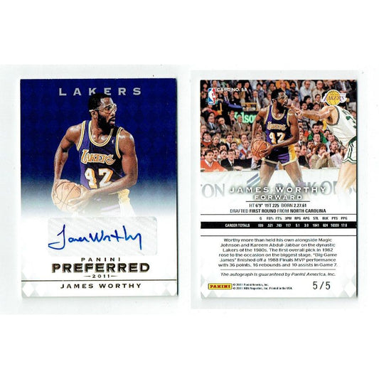 James Worthy Autographed 2010-11 Panini Preferred Basketball Card #5/5